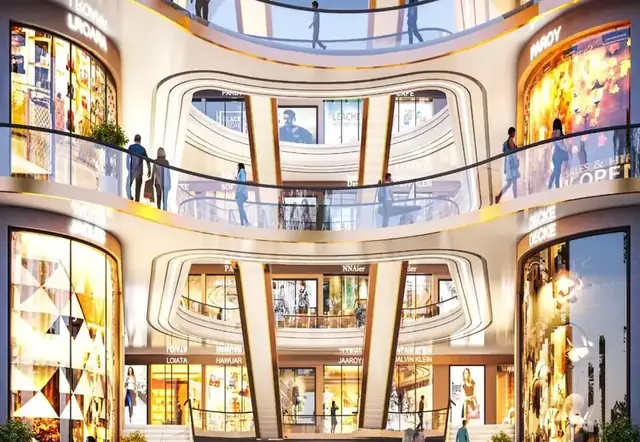 M3M Route65 – double-level storefronts inside the mall (artist's impression)