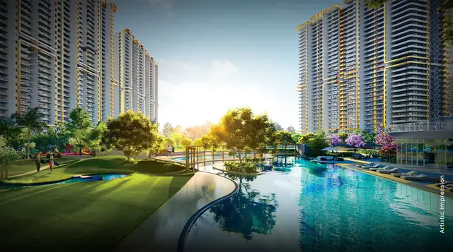 M3M Mansion towers with landscaped pool at SCDA (artist's impression)