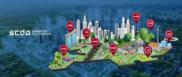 Illustrated plan of life at SCDA – live, work, play, learn and care zones