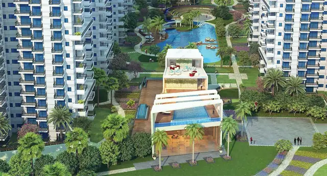 M3M Sierra 68 – clubhouse and landscaped courtyard (artist's impression)
