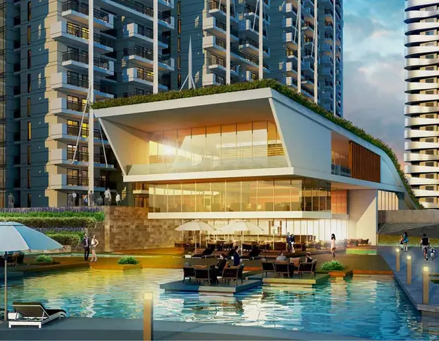 M3M Sierra 68 – clubhouse facade by the pool (artist's impression)