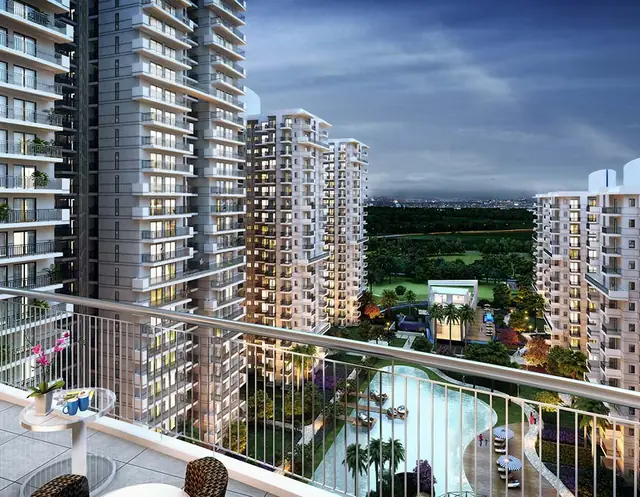 M3M Sierra 68 – view of the central greens from a balcony (artist's impression)
