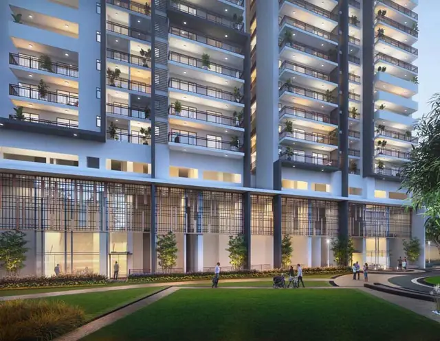 M3M Sky City – tower base and lawns (artist's impression)