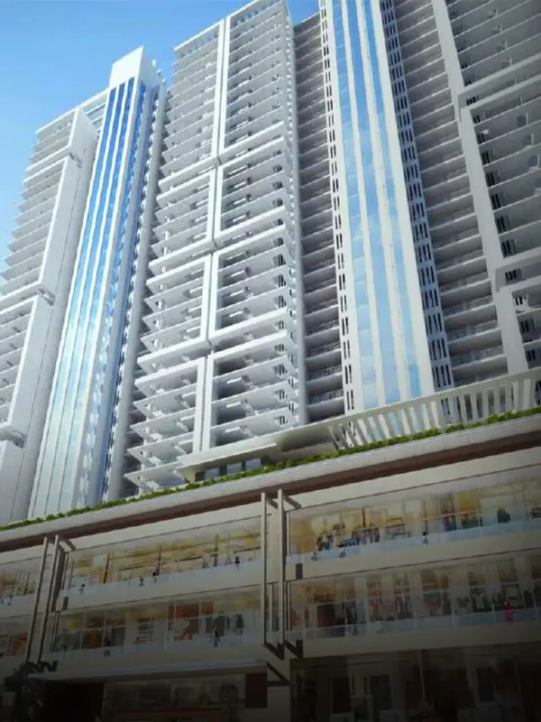 M3M Skywalk – tower elevation rising above the retail podium (artist's impression)