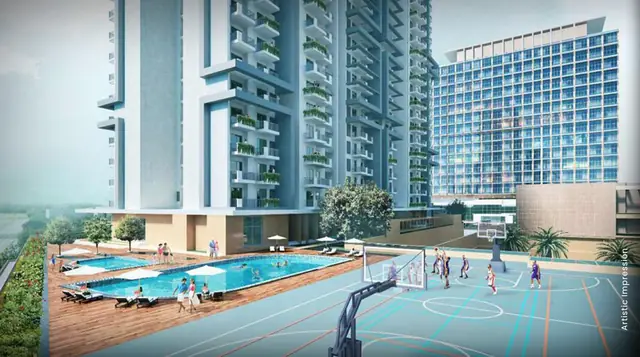 M3M Skywalk – pool and sports court on the podium (artist's impression)