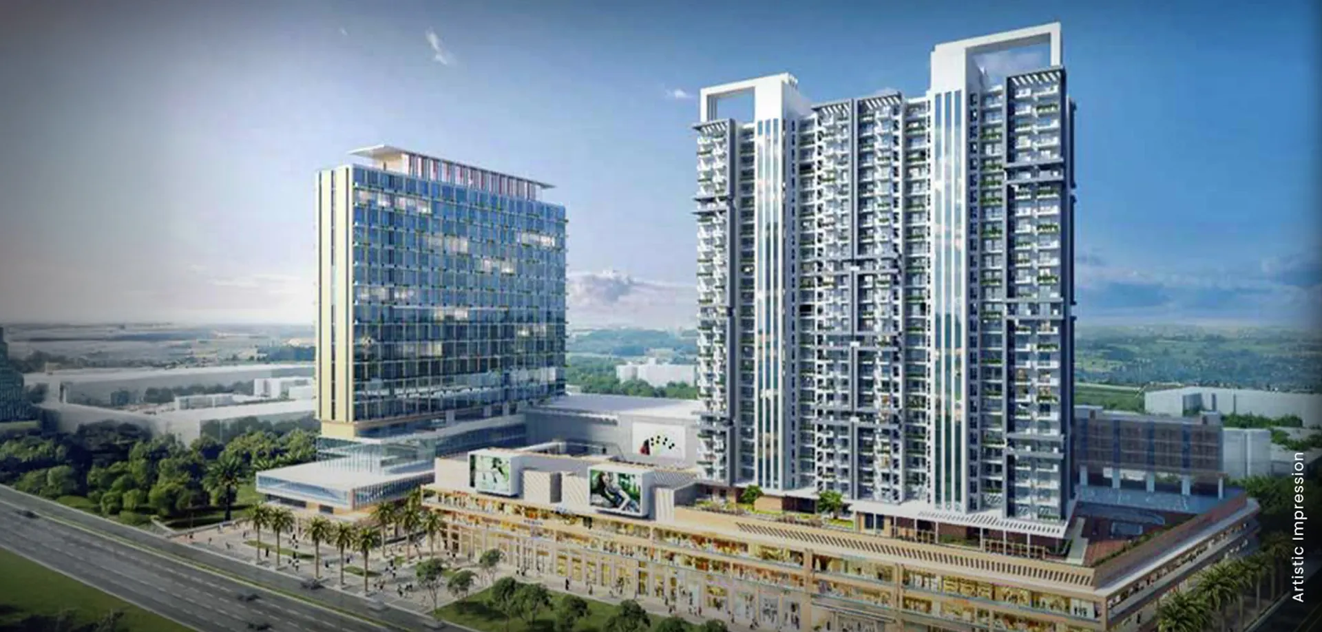 M3M Skywalk – residential tower above the Corner Walk retail podium on Golf Course Extension Road (artist's impression)