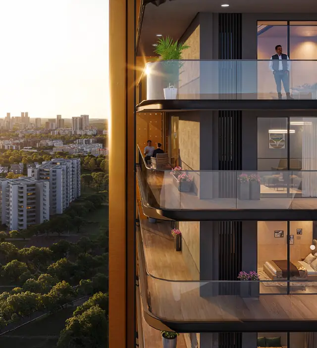 M3M St Andrews, SCDA – wrap-around balconies overlooking the greens (artist's impression)