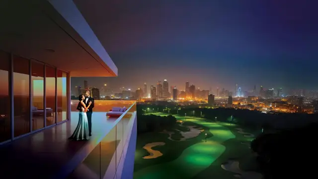 M3M St Andrews, SCDA – deck with night view over the golf greens (artist's impression)