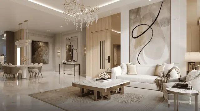M3M Terraces – living and dining room (artist's impression)