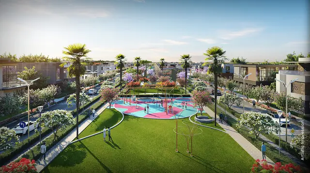 M3M Terraces – linear greens and splash area (artist's impression)