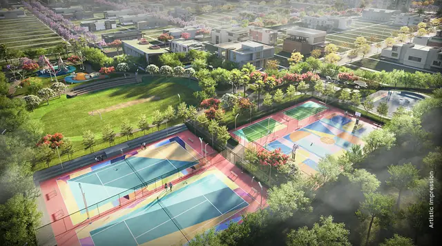 M3M Terraces – aerial view of sports courts (artist's impression)