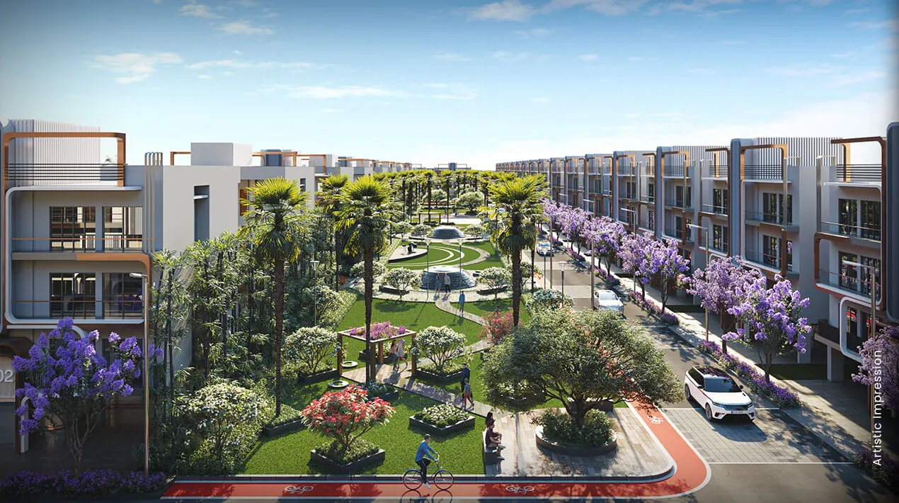 M3M Terraces – low-rise luxury floors along a landscaped green (artist's impression)