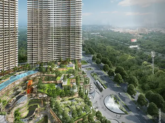 M3M The Cullinan towers with podium gardens and pool, Sector 94, Noida (artist's impression)