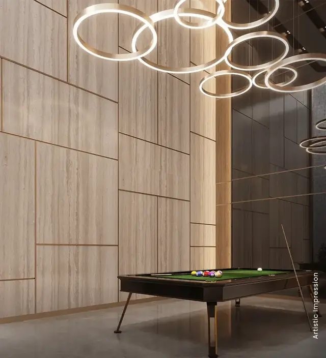M3M The Cullinan, double-height games lounge with a billiards table (artist's impression)