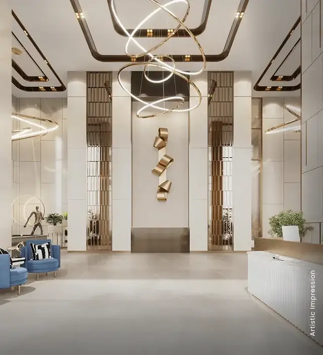 M3M The Cullinan, entrance lobby with sculptural lighting (artist's impression)