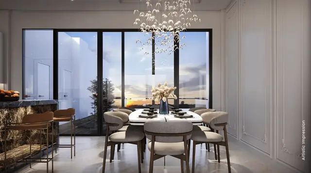 M3M The Cullinan, dining area with floor-to-ceiling glazing (artist's impression)