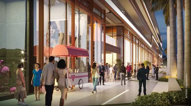 M3M The Line, shoppers on the pedestrian promenade (artist's impression)