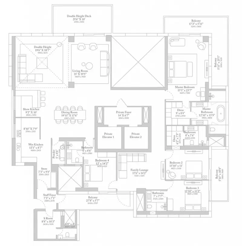 4 BHK – 6,050 sq.ft floor plan, M3M Trump Tower