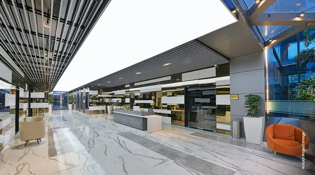 M3M Urbana Business Park – marble-floored entrance lobby (actual photograph)