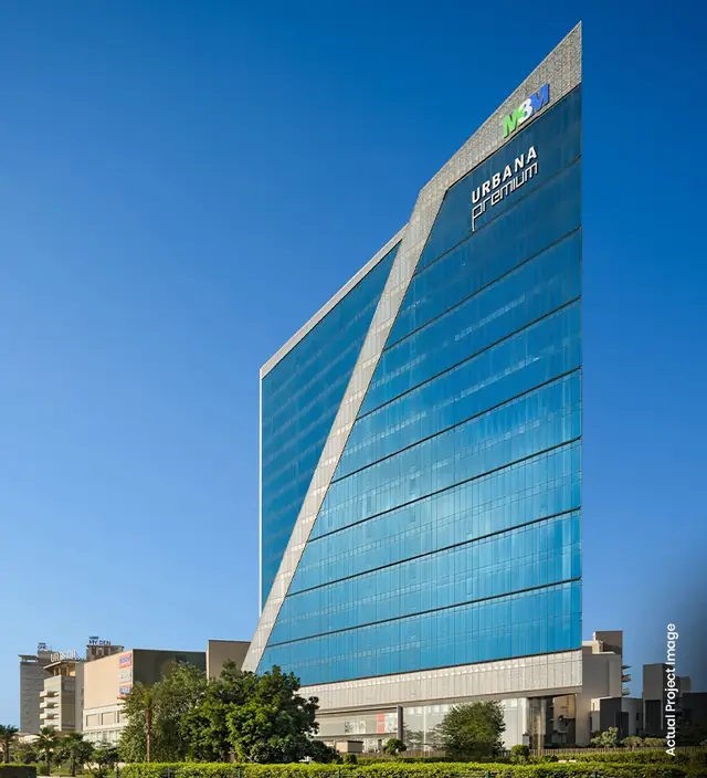 M3M Urbana Premium – sloping glass facade (actual photograph)