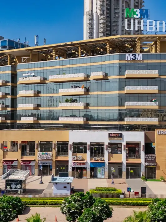 M3M Urbana – retail frontage with Urbana signage (actual photograph)