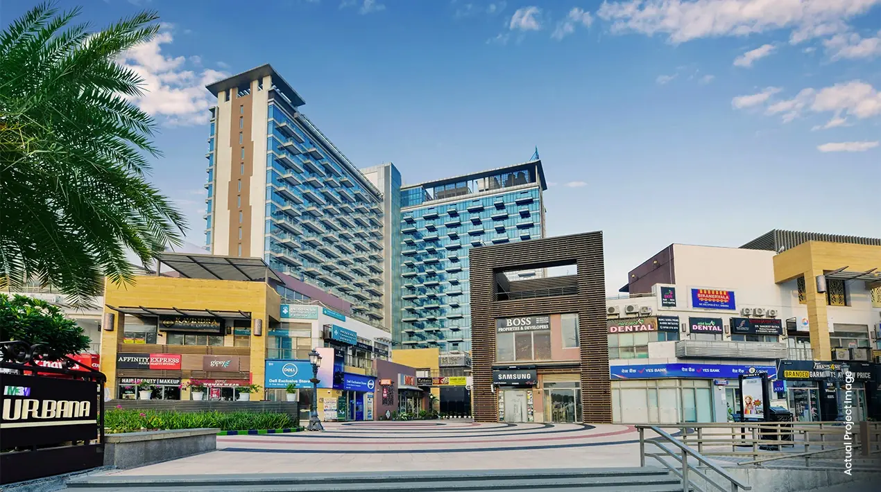 M3M Urbana – entrance plaza and shopfronts (actual photograph)