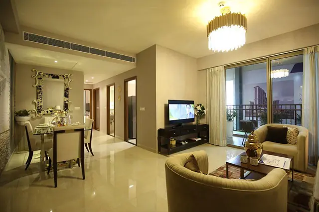 M3M Woodshire – sample apartment living and dining (actual photograph)