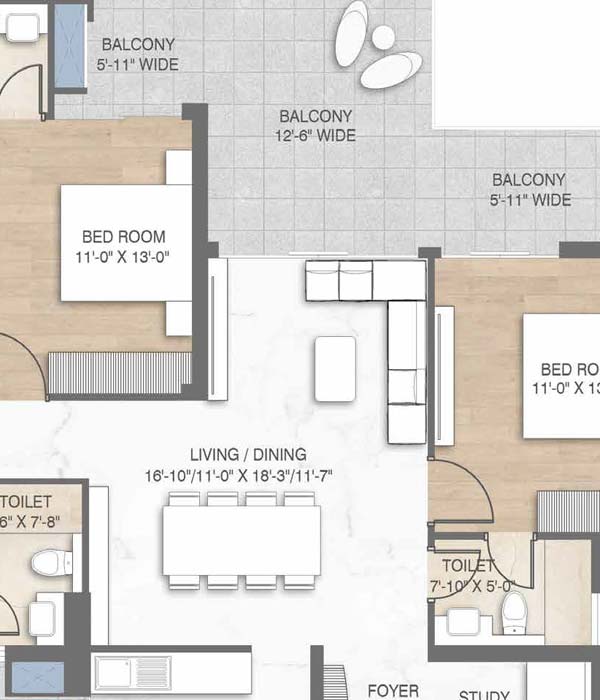 M3M Crown 3 bhk 2170 floor plan