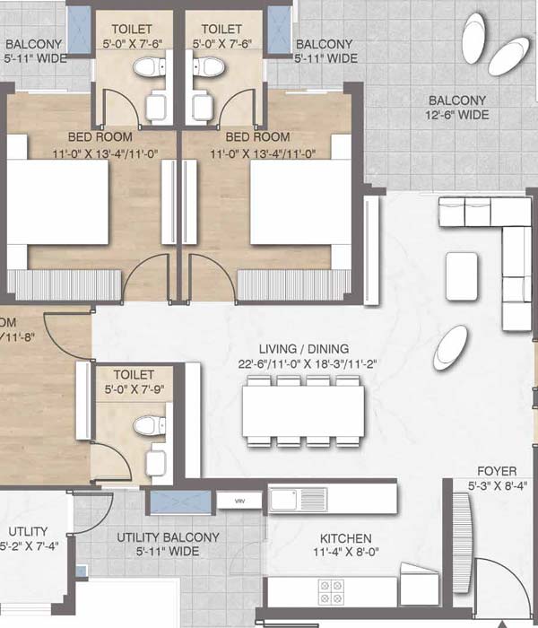 M3M Crown 4 bhk 2400 floor plan