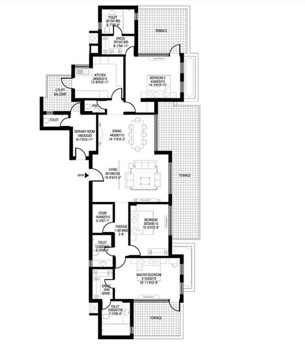 m3m escala 3 bhk 3275 floor plan