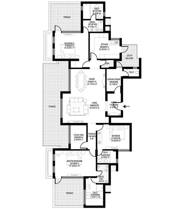 m3m escala 3 bhk 3500 floor plan