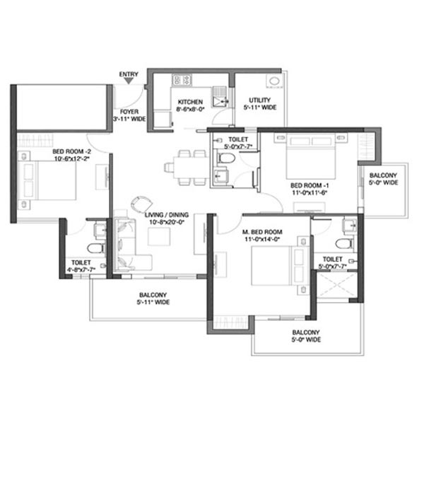 m3m flora 68 3 bhk 1635 floor plan