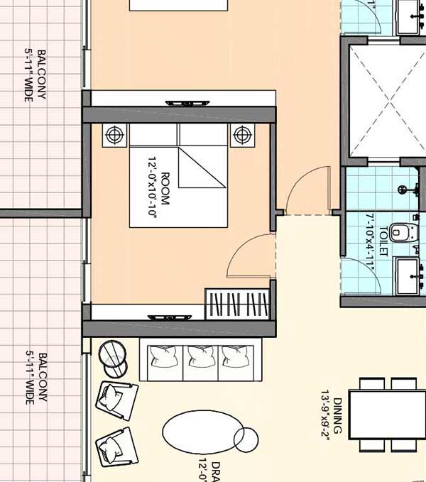 m3m heights 3 bhk 2040 floor plan