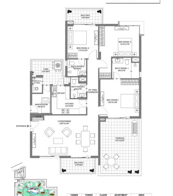 m3m merlin 3 bhk 2660 floor plan