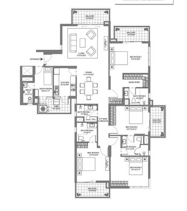 m3m merlin 4 bhk 3125 floor plan