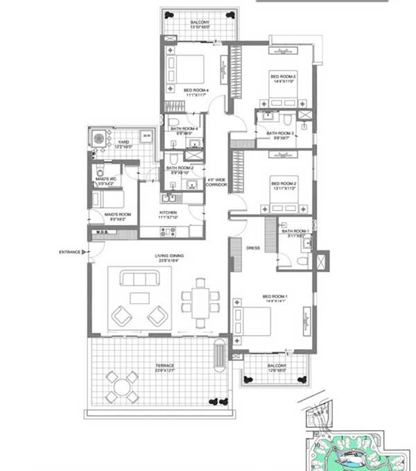 m3m merlin 4 bhk 3154 floor plan