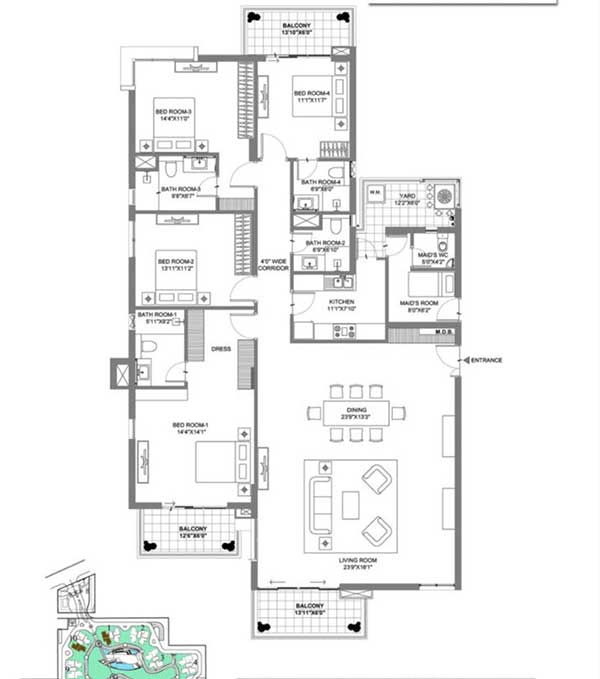 m3m merlin 4 bhk 3341 floor plan