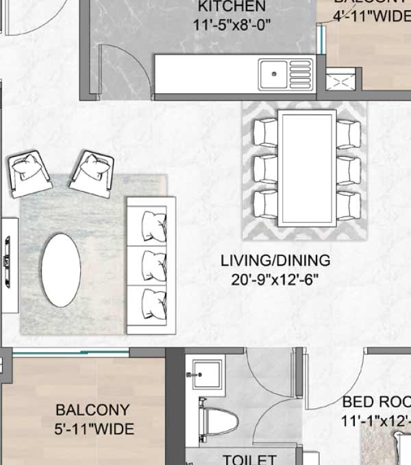 m3m Skywalk 2 bhk 1406 floor plan