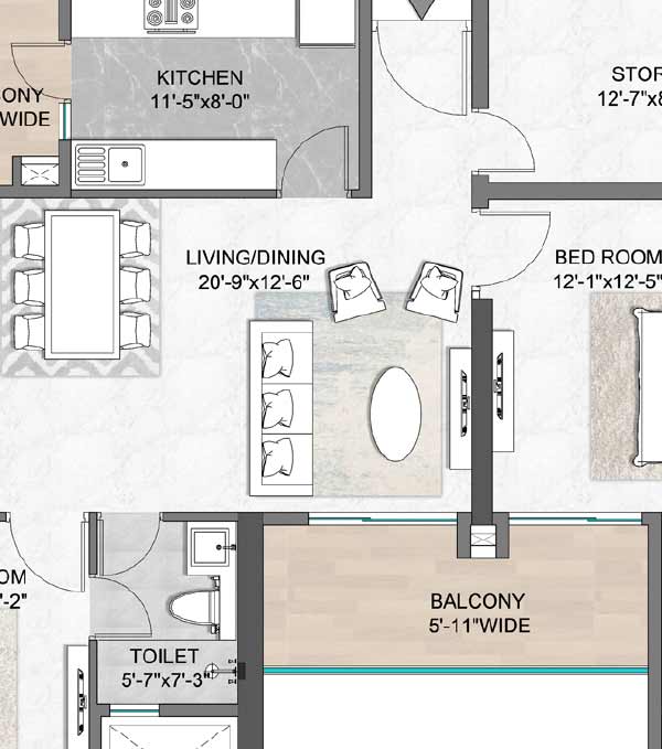 m3m Skywalk 2 bhk 1682 floor plan