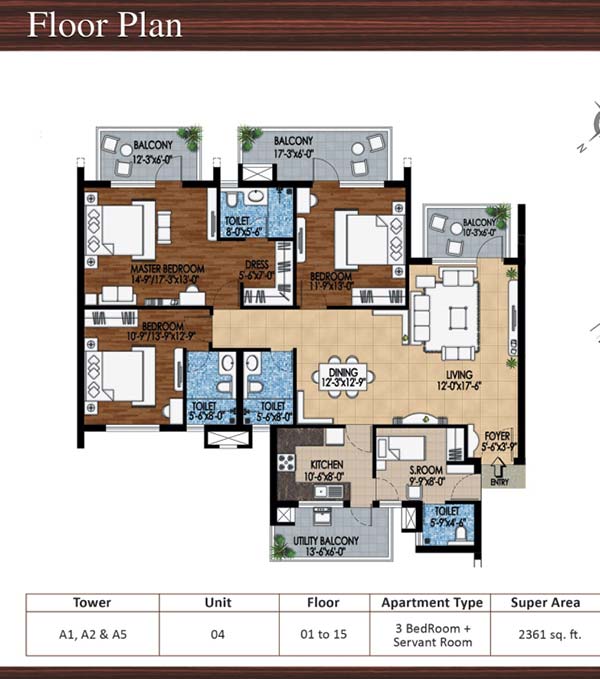 m3m woodshire 3 bhk 2361 floor plan