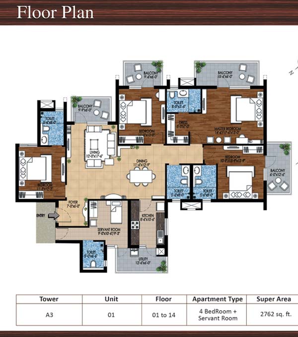 m3m woodshire 4 bhk 2762 floor plan